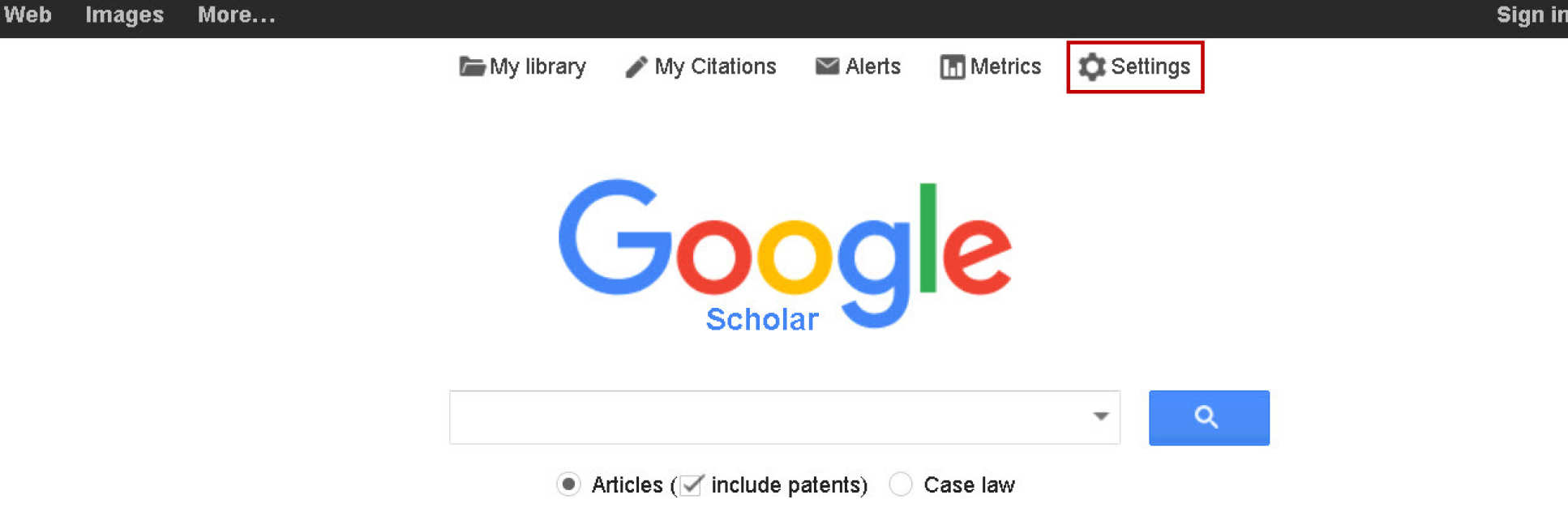 Screen image showing Google settings