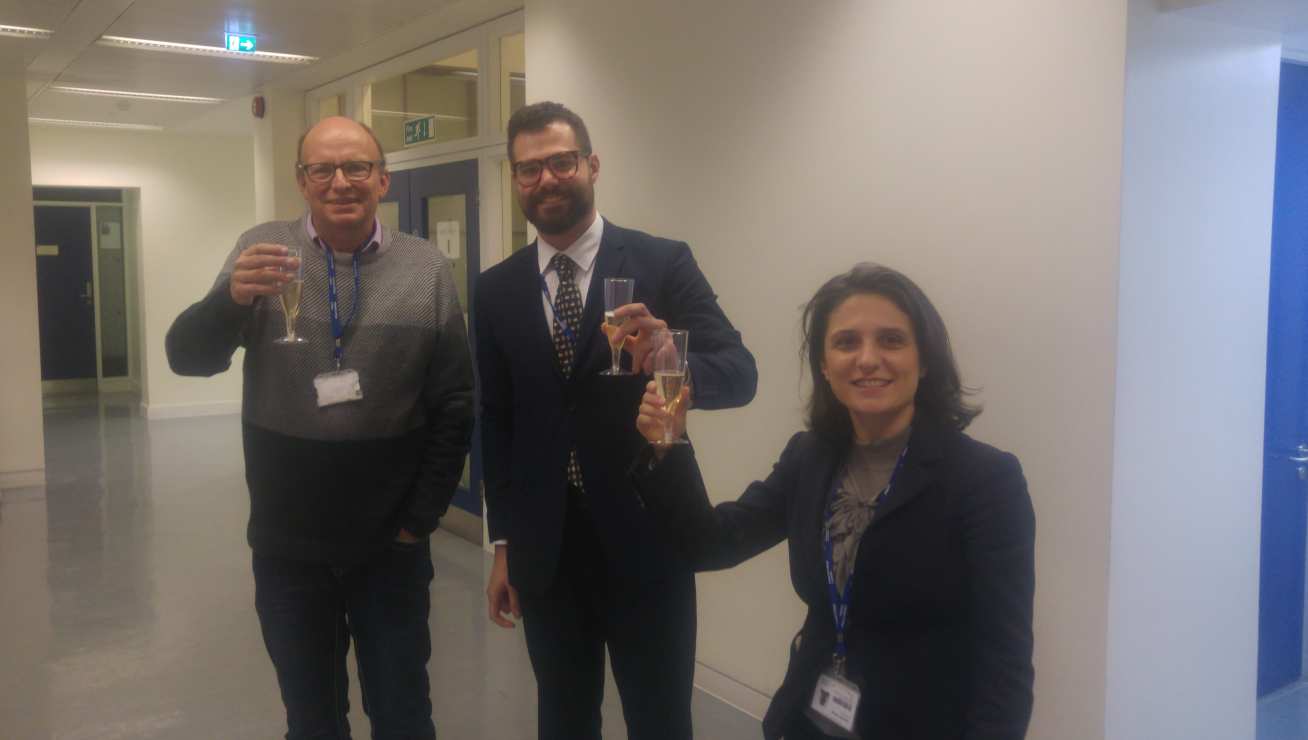 Prof Klein, Dr Mattevi, and Francesco Celebrate his Successful Viva!
