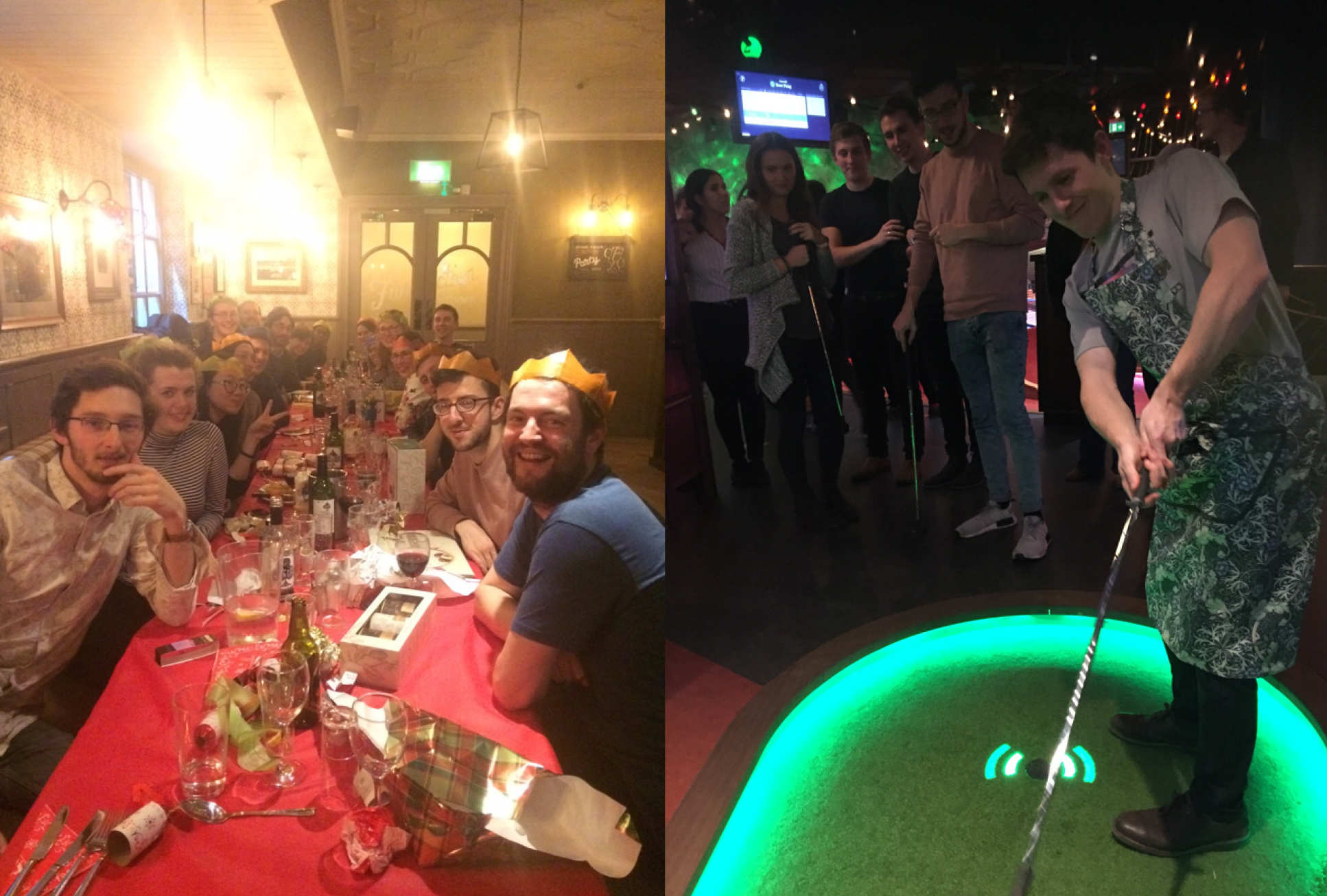 Group dinner and crazy golf