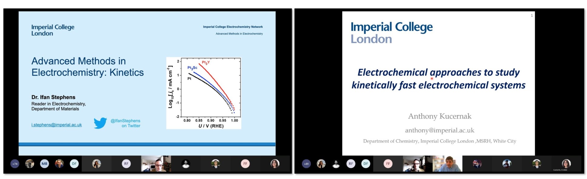 Ifan Stephens and Anthony Kucernak – Kinetics Lectures (‘Advanced Methods in Electrochemistry’ seminar series)